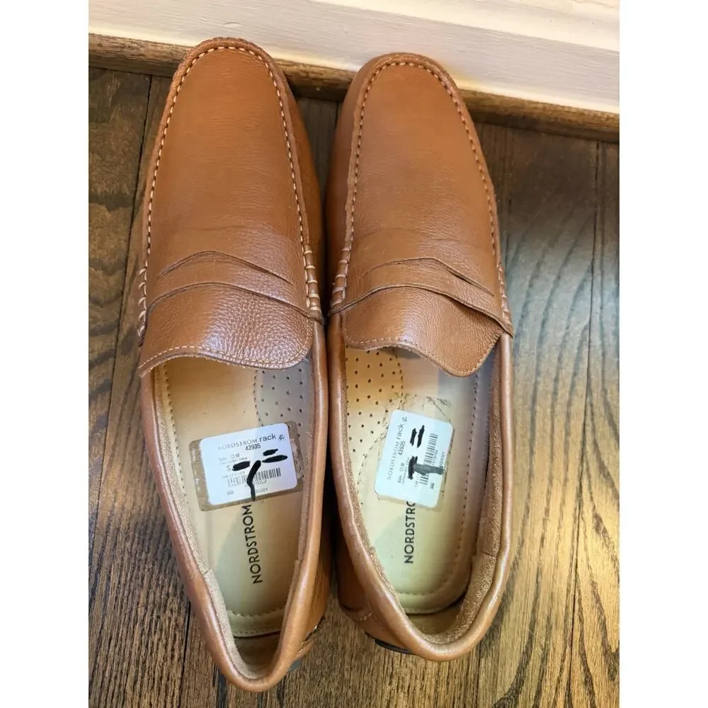 Nordstrom Mens Shop Brown Leather Driving Moccasins Slip Ons Size Mens 12 US
